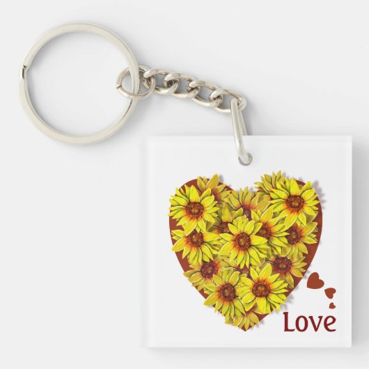 Sunflower Heart Acrylic Keychain キーホルダー (正面)