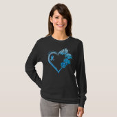 Sunflower Heart Blue Ribbon Diabetes Awareness Mon Tシャツ (正面フル)