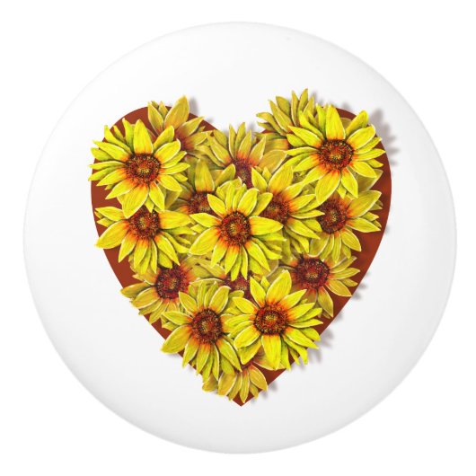 Sunflower Heart Ceramic Pull / Knob セラミックノブ (正面)