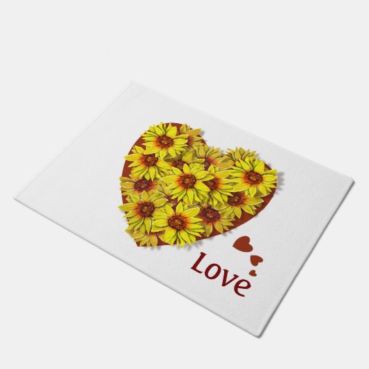 Sunflower Heart Door Mat ドアマット (アングル)