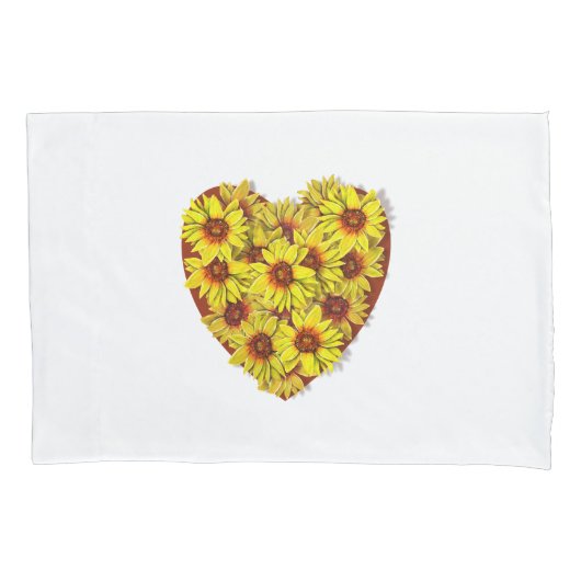 Sunflower Heart Pillowcase 枕カバー (正面)