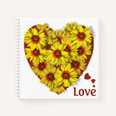 Sunflower Heart Spiral Notebook ノートブック (正面)