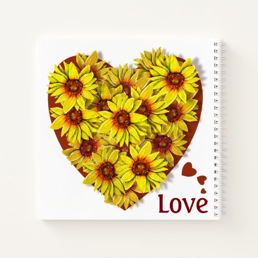 Sunflower Heart Spiral Notebook ノートブック (裏面)