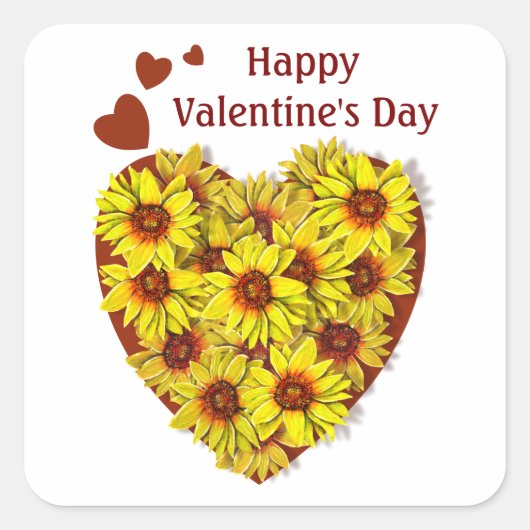 Sunflower Heart Sticker スクエアシール (正面)