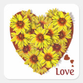 Sunflower Heart Sticker スクエアシール (正面)