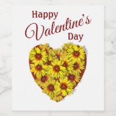 Sunflower Heart Valentine's Day Beverage Label Set ワインラベル (シングルラベル)