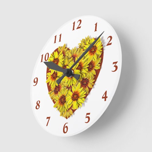 Sunflower Heart Wall Clock ラウンド壁時計 (傾斜)
