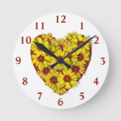 Sunflower Heart Wall Clock ラウンド壁時計 (正面)