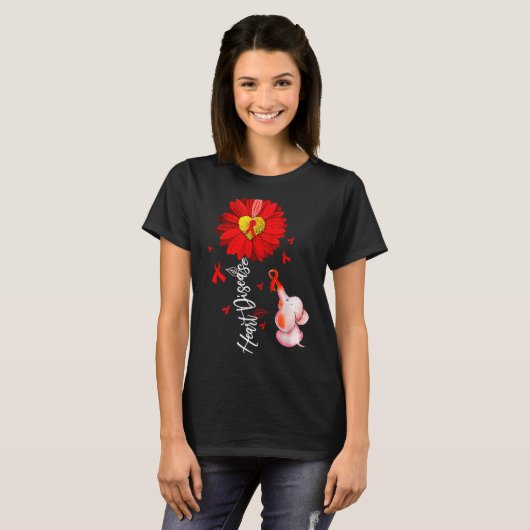 Sunflower Heart Warrior Red Elephant Heart Disease Tシャツ (正面フル)