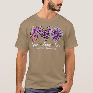 Sunflower Hippie Peace Love Cure Alzheimers Awaren Tシャツ