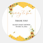 Sunflower Honeycomb Mommy-To-Bee Baby Shower ラウンドシール (正面)