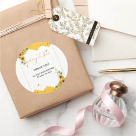 Sunflower Honeycomb Mommy-To-Bee Baby Shower ラウンドシール