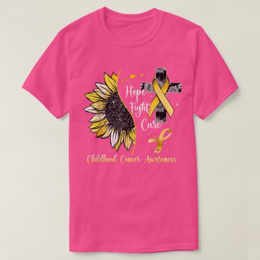 Sunflower Hope Fight Cure Ribbon Childhood Cancer Tシャツ (デザイン正面)