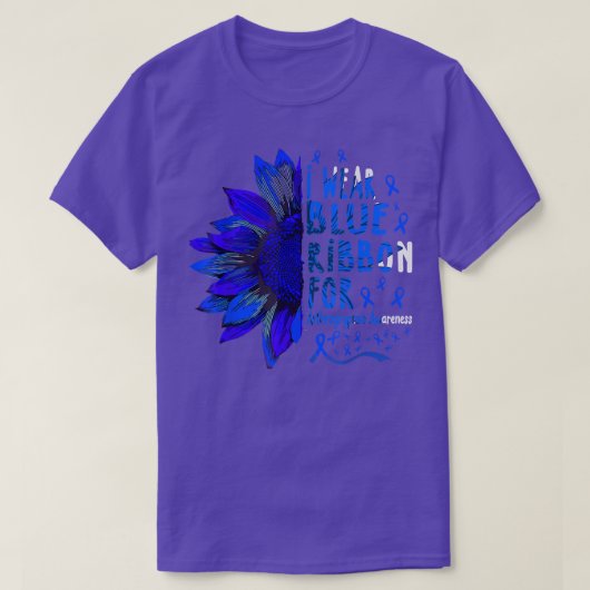 Sunflower I Wear Blue Ribbon for Arthrogryposis Aw Tシャツ (デザイン正面)