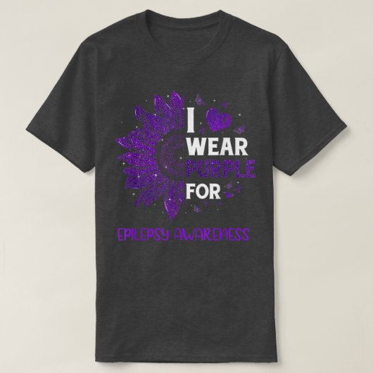 Sunflower I Wear Purple Ribbon Epilepsy Awareness Tシャツ (デザイン正面)