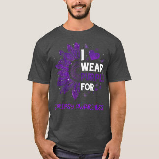 Sunflower I Wear Purple Ribbon Epilepsy Awareness Tシャツ