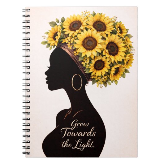Sunflower Inspirational Black Woman Floral Journal ノートブック (正面)