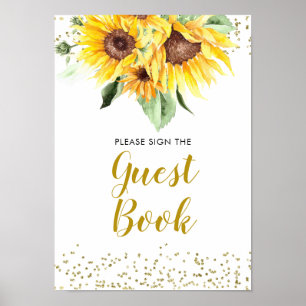 Sunflower is on the way Baby Shower Guest Book ポスター