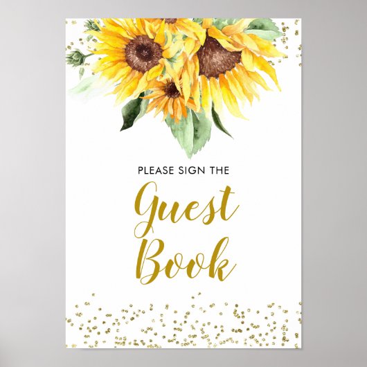 Sunflower is on the way Baby Shower Guest Book ポスター (正面)