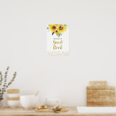 Sunflower is on the way Baby Shower Guest Book ポスター (キッチン)