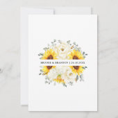 Sunflower Ivory Peony Floral Eucalyptus Wedding セーブザデート (裏面)