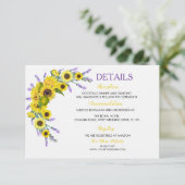 Sunflower & Lavender Vintage Floral Wedding エンクロージャーカード (スタンド正面)