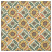 Sunflower & Leaf Pattern | Nature-Inspired Quilted ファブリック (見本)