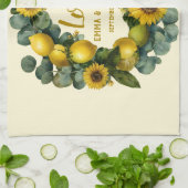 Sunflower Lemon Wreath Love Design キッチンタオル (折り畳み)