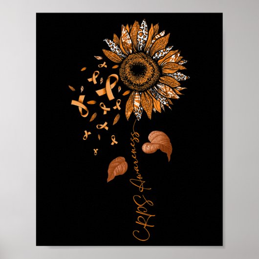 Sunflower Leopard Crps Awareness Orange Ribbon  ポスター (正面)