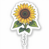 Sunflower leopard Handwritten Name Sticker シール (正面)