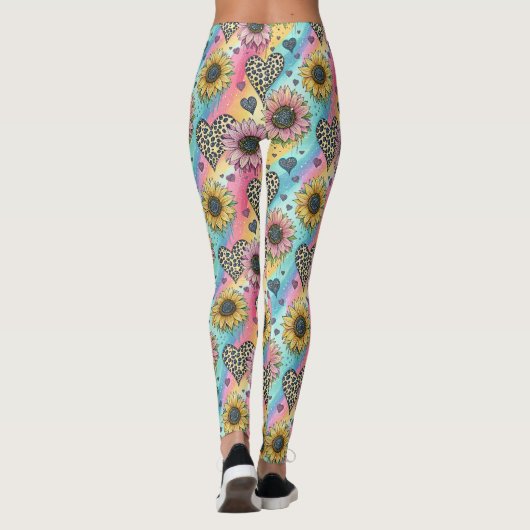 Sunflower & Leopard Heart Rainbow Leggings レギンス (裏面)