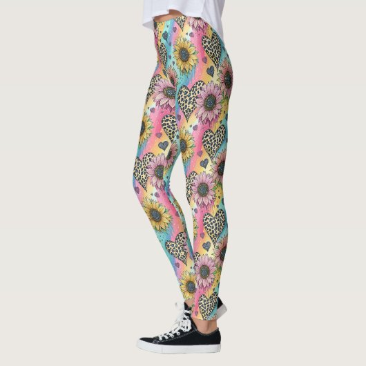 Sunflower & Leopard Heart Rainbow Leggings レギンス (左)
