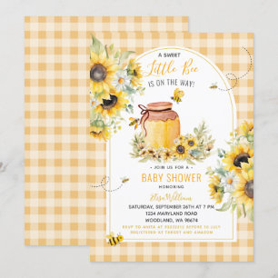 Sunflower Little Bee is on the way Baby Shower 招待状