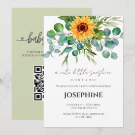 Sunflower Little Sunshine QR レジストリ ベビーシャワー 招待状