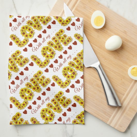 Sunflower Love Kitchen Towel キッチンタオル (四つ折り)