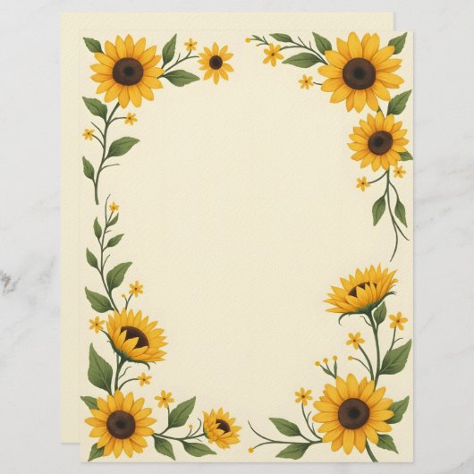 Sunflower Love Stationery Paper レターヘッド (正面/裏面)