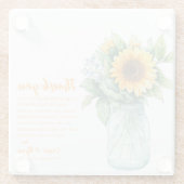 Sunflower Mason Jar結婚's Thank you Message ガラスコースター (裏面)