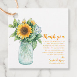 Sunflower Mason Jar結婚's Thank you Message フェイバータグ