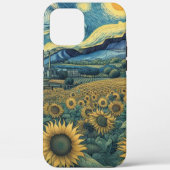 Sunflower Meadow in the Starry Night Case-Mate iPhoneケース (裏面)