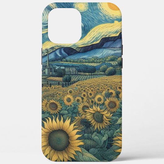 Sunflower Meadow in the Starry Night Case-Mate iPhoneケース (裏面)