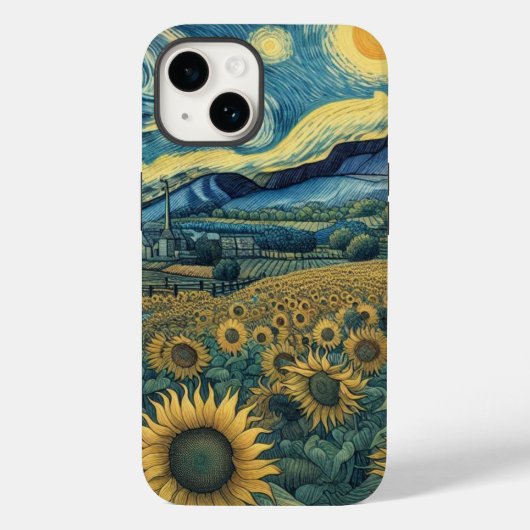 Sunflower Meadow in the Starry Night Case-Mate iPhoneケース (裏面)