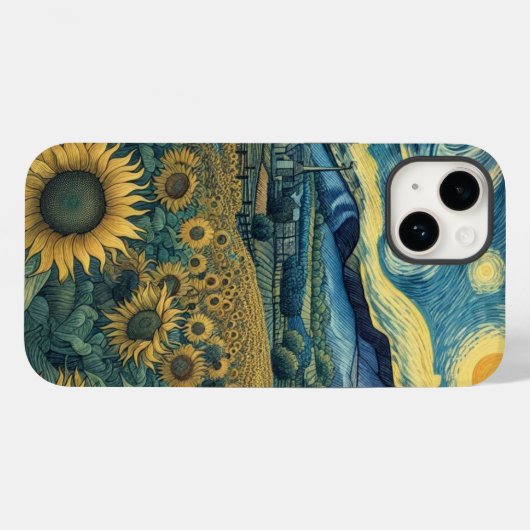 Sunflower Meadow in the Starry Night Case-Mate iPhoneケース (裏面 (横))