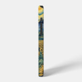 Sunflower Meadow in the Starry Night iPhoneケース (左側面)