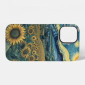 Sunflower Meadow in the Starry Night iPhoneケース (裏面横)