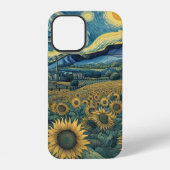 Sunflower Meadow in the Starry Night iPhoneケース (裏面)