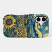 Sunflower Meadow in the Starry Night iPhone 16ケース (裏面横)
