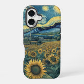 Sunflower Meadow in the Starry Night iPhone 16ケース (裏面)