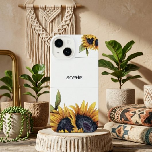 Sunflower Modren Minimal Initial  Plain Phone Case iPhoneケース