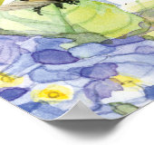 Sunflower Mommy to Bee Bumblebee Blue Hydrangea ポスター (角)