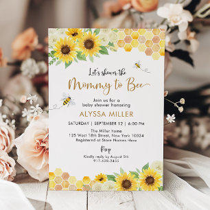 Sunflower Mommy to Bee Honey Bee Baby Shower 招待状